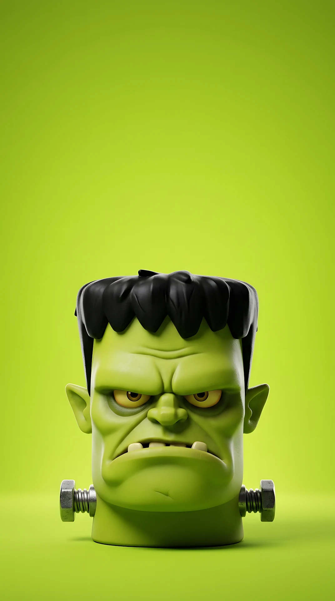 Minimalist Grumpy Monster 3D Character Portrait - Free 4K mobile Wallpaper