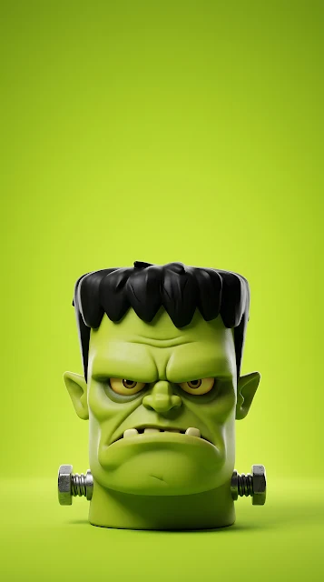 Minimalist Grumpy Monster 3D Character Portrait - Free mobile Wallpaper