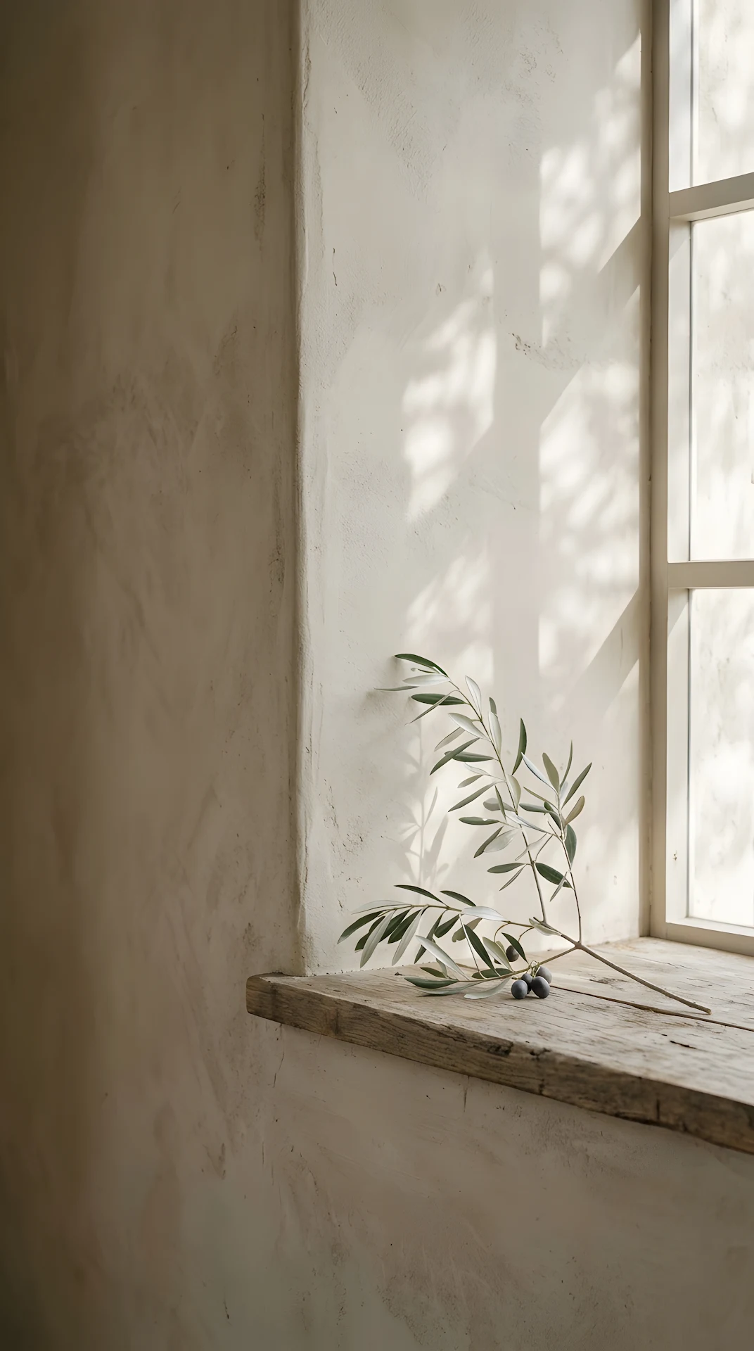 Minimalist Japandi Botanical Plaster Wall Background - Free 4K mobile Wallpaper
