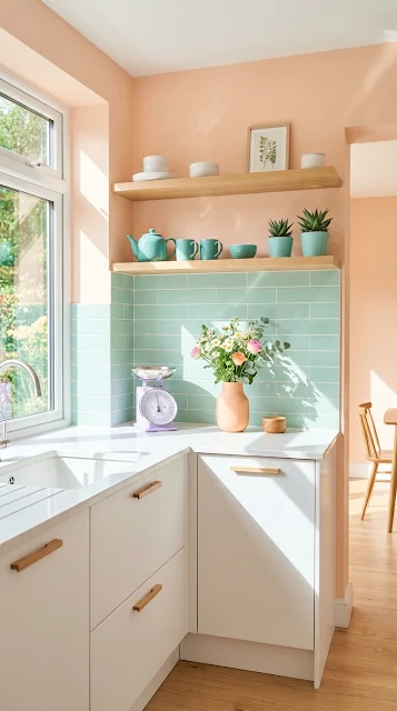 Minimalist Kitchen Interior with Pastel Colors and Scandinavian Design - Free 4K & 8K mobile Wallpaper
