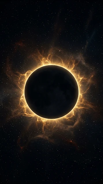 Minimalist Matte Black Eclipse Golden Corona Wallpaper - Free 4K & 8K mobile Wallpaper