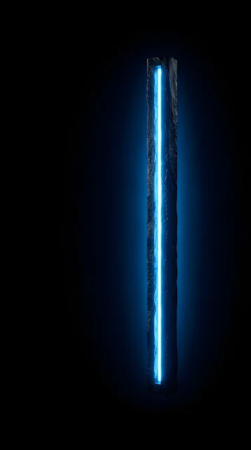 Minimalist Obsidian Black Neon Line Background - Free mobile Wallpaper