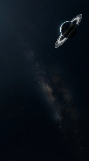 Minimalist Ringed Planet and Starfield Space Wallpaper - Free 4K & 8K mobile Wallpaper