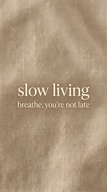 Minimalist Slow Living Quote Linen Background - Free mobile Wallpaper