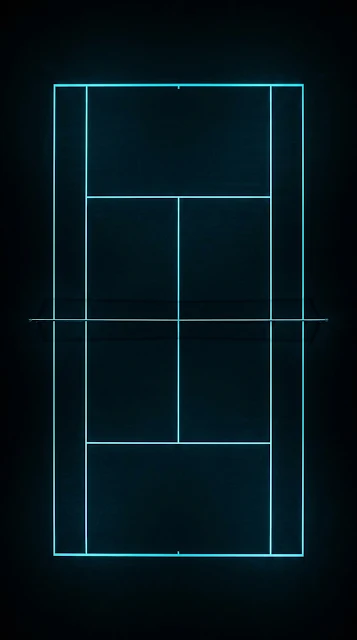 Minimalist Tennis Court at Night with Neon Blue Lighting - Free 4K & 8K mobile Wallpaper