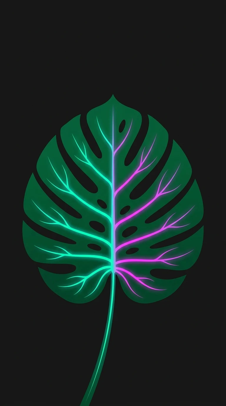 Download Minimalist Vibrant Tropical Leaf Illustration with Neon Accents Wallpaper in 4K UHD Minimalist Vibrant Tropical Leaf Illustration with Neon Accents - Free 8K and 4K mobile Wallpaper Background