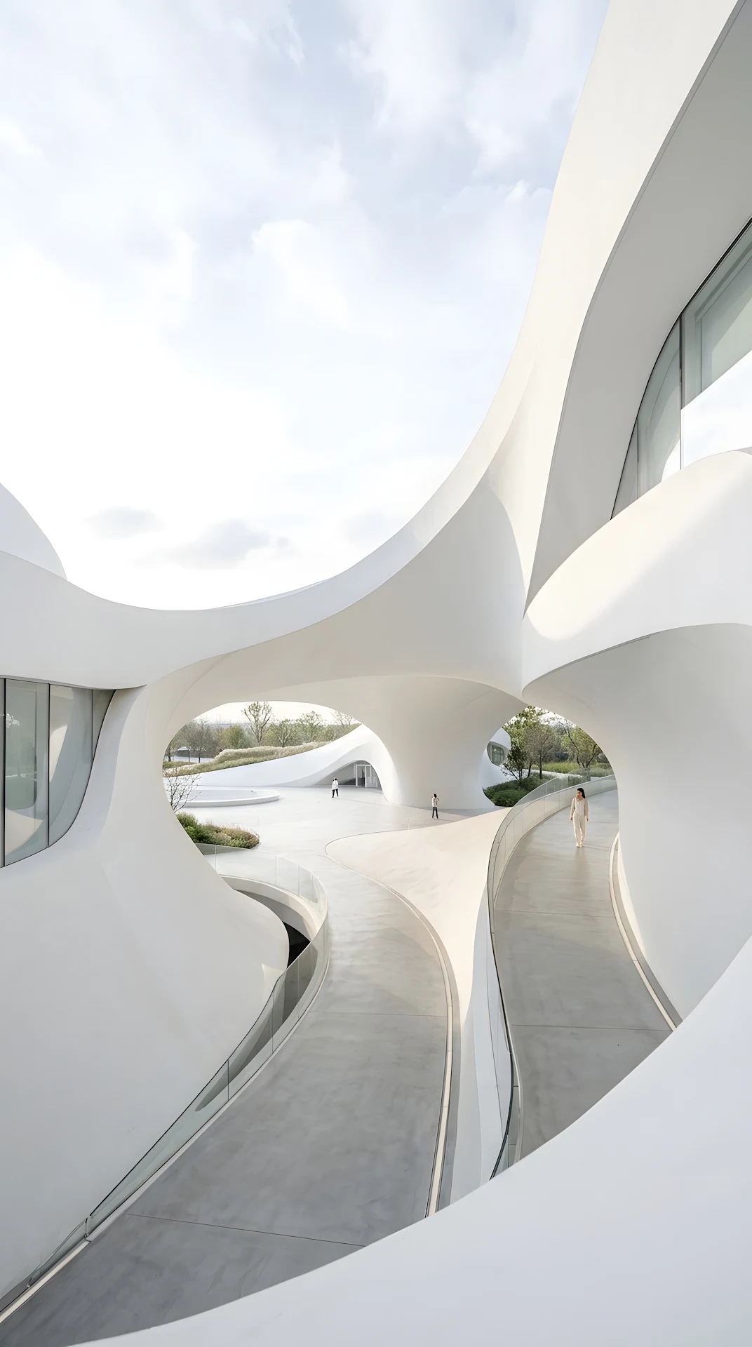 Minimalist White Curved Architecture with Soft Shadows - Free 4K mobile Wallpaper