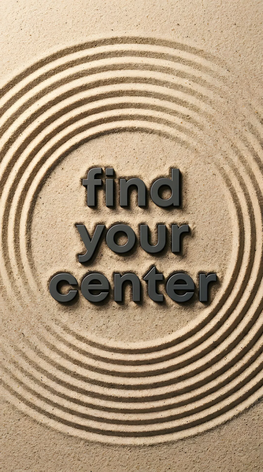 Minimalist Zen Garden Sand Ripple Typography Background - Free 4K mobile Wallpaper