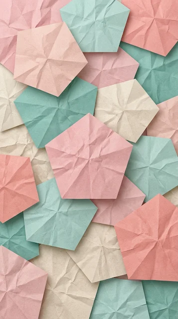 Minimalistic Abstract Overlapping Pentagons with Crumpled Paper Texture - Free 4K & 8K mobile Wallpaper
