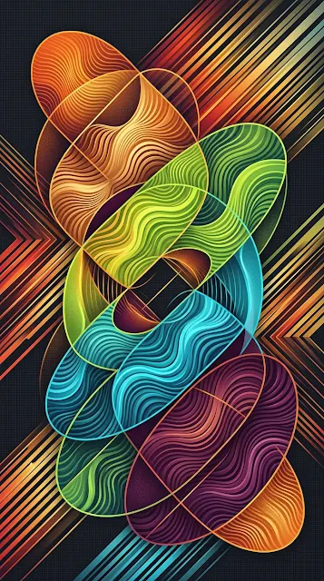 Modern Abstract Digital Art with Intersecting Geometric Ovals - Free 4K & 8K mobile Wallpaper