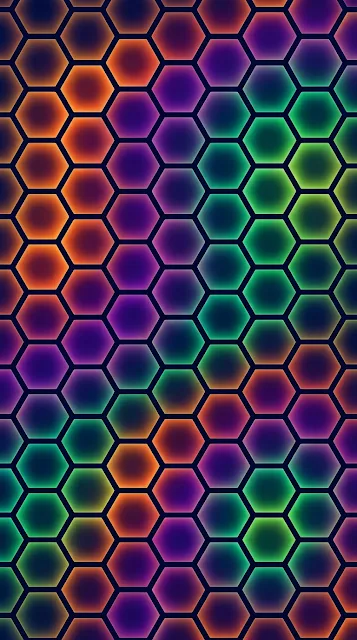 Modern Abstract Glowing Honeycomb Patterns on Midnight Blue - Free 4K & 8K mobile Wallpaper