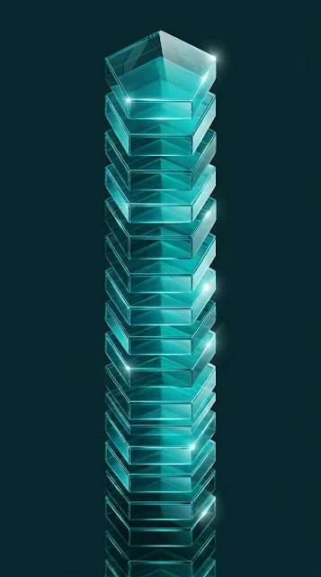 Modern Abstract Translucent Teal Glass Pentagons - Free 4K & 8K mobile Wallpaper