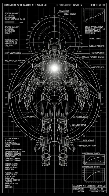 Monochromatic Technical Schematic Blueprint of Armored Hero Suit - Free 4K & 8K mobile Wallpaper