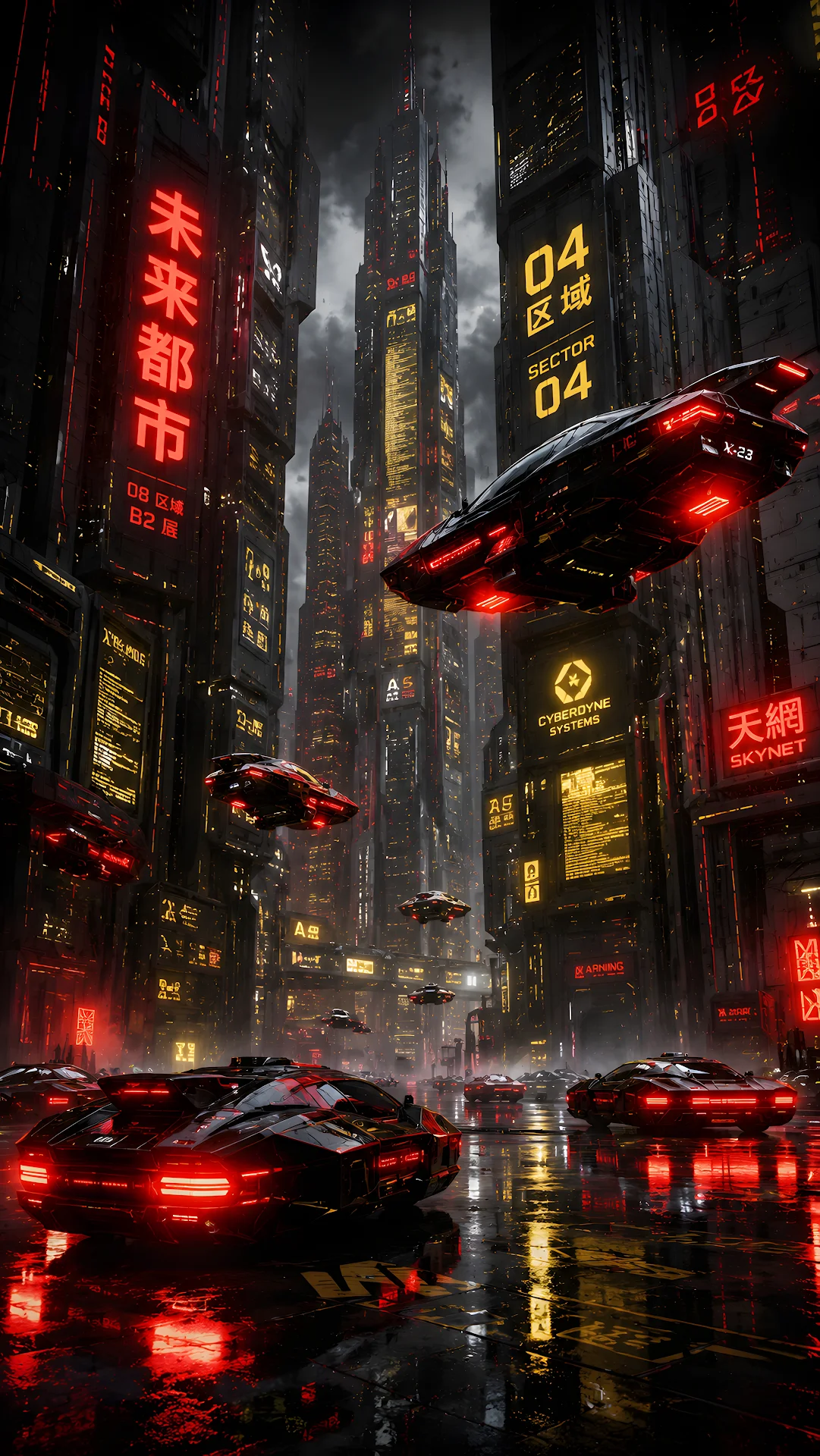Monolithic skyscrapers and hovering vehicles in a sci-fi city - Free 4K mobile Wallpaper