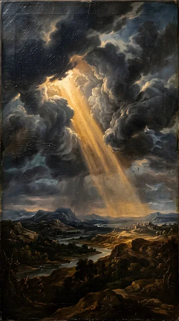 Moody Renaissance Oil Painting Cloudscape Background - Free mobile Wallpaper