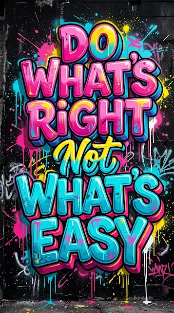 Motivational Graffiti Quote: Do What Is Right Not What Is Easy - Free 4K & 8K mobile Wallpaper