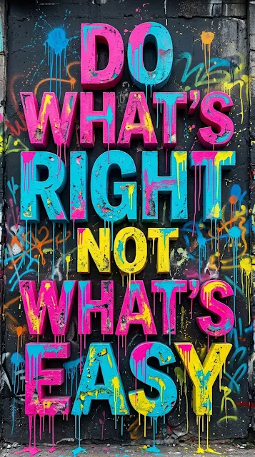 Motivational Quote 'Do What's Right Not What's Easy' in Colorful Graffiti Style - Free 4K & 8K mobile Wallpaper