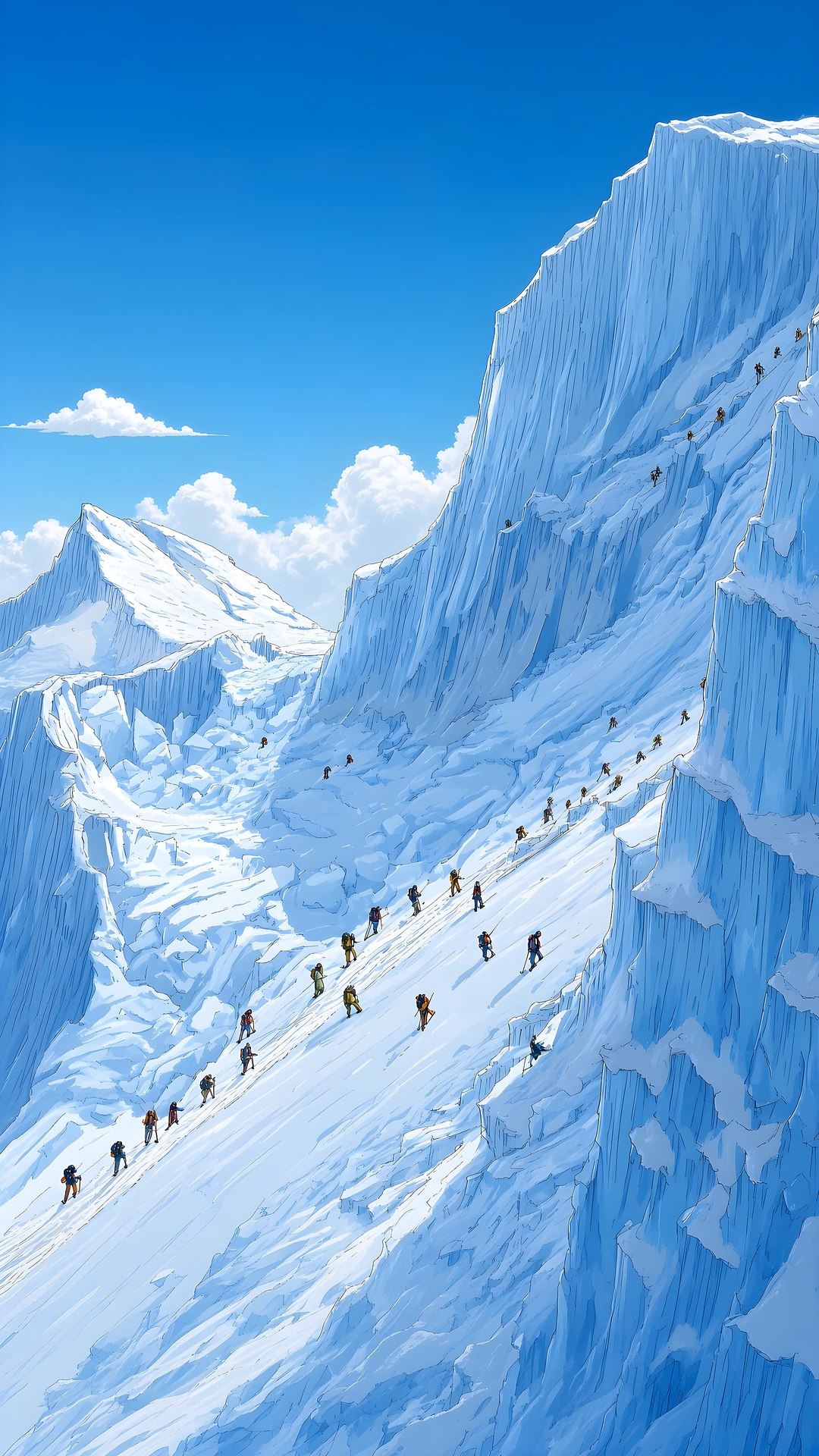 Mountaineers Snow Ridge Mountain Peak 4K - Free 4K mobile Wallpaper
