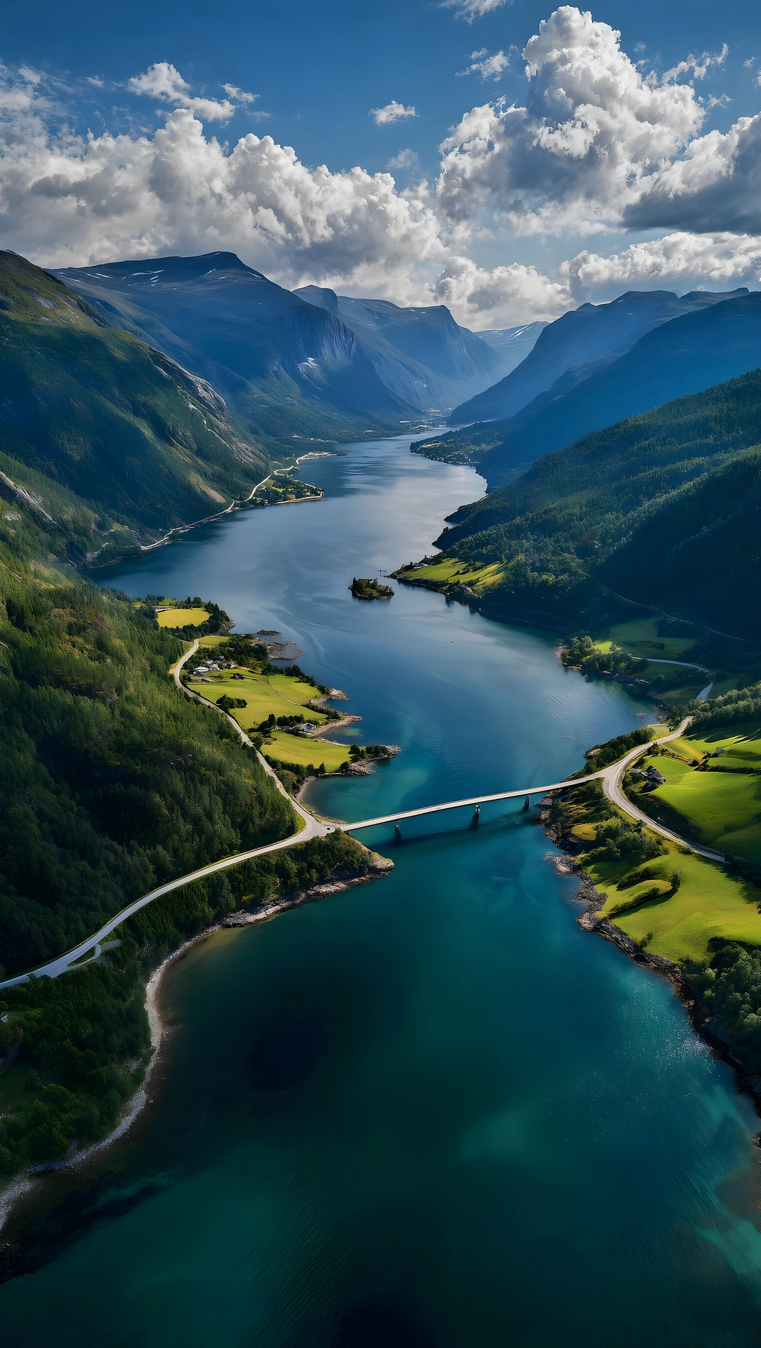 Norway Fjord Aerial Bridge Valley 4K - Free 4K mobile Wallpaper