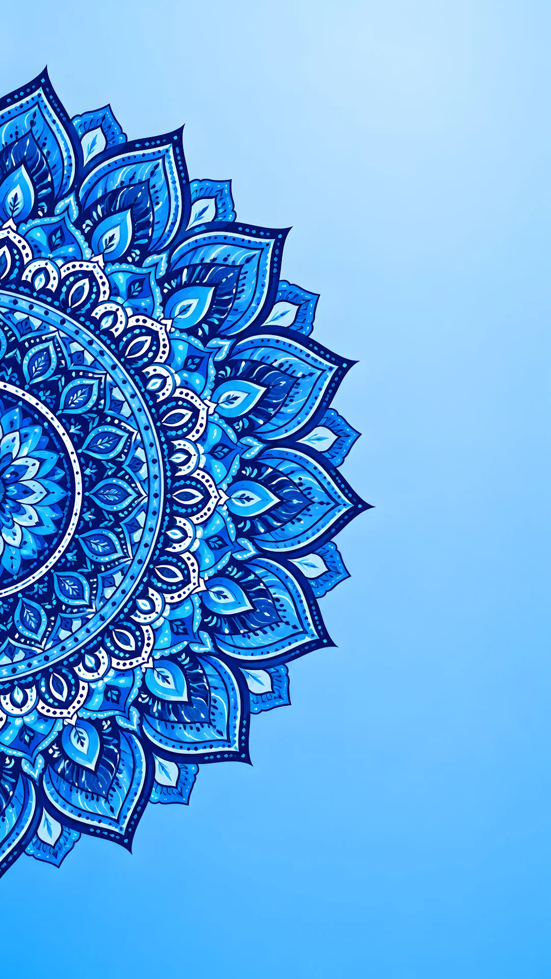 Ornate blue mandala pattern aligned on vertical gradient background - Free 4K mobile Wallpaper
