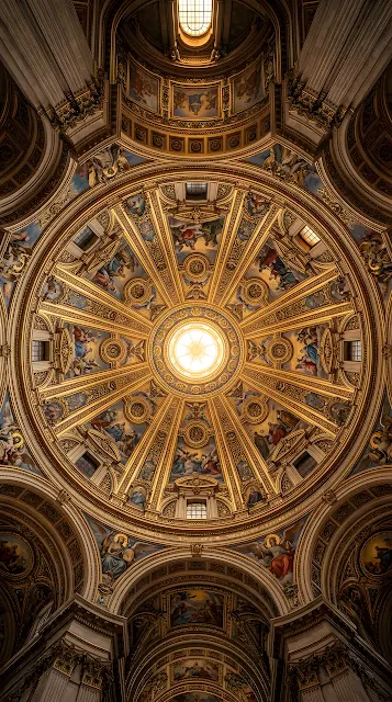 Ornate Golden Cathedral Dome Interior Architecture - Free mobile Wallpaper