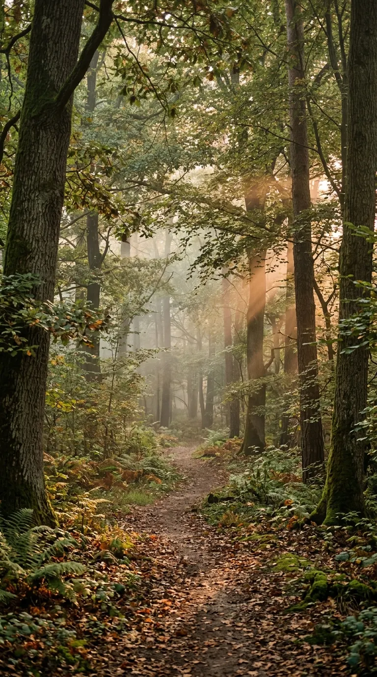 Download Peaceful Forest at Dawn with Gentle Mist and Dappled Light Wallpaper in 4K UHD Peaceful Forest at Dawn with Gentle Mist and Dappled Light - Free 8K and 4K mobile Wallpaper Background
