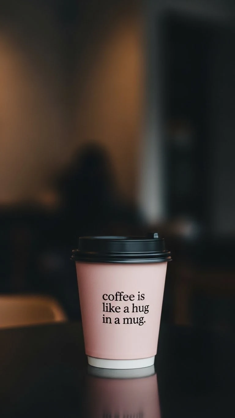 Pink Coffee Cup with Black Lid and Text - Free 4K mobile Wallpaper