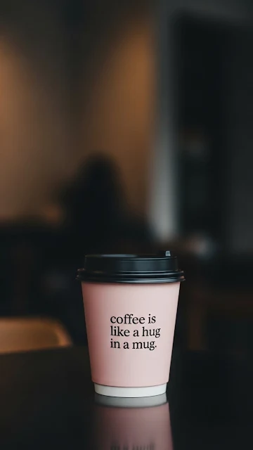 Pink Coffee Cup with Black Lid and Text - Free mobile Wallpaper