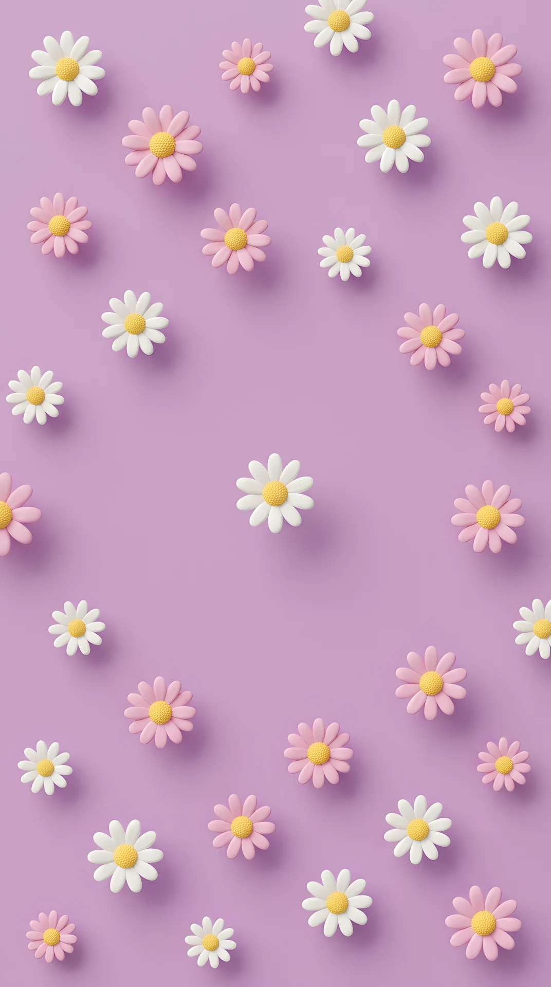 Pink Daisy Flowers Scattered on Pale Purple Background - Free 4K mobile Wallpaper