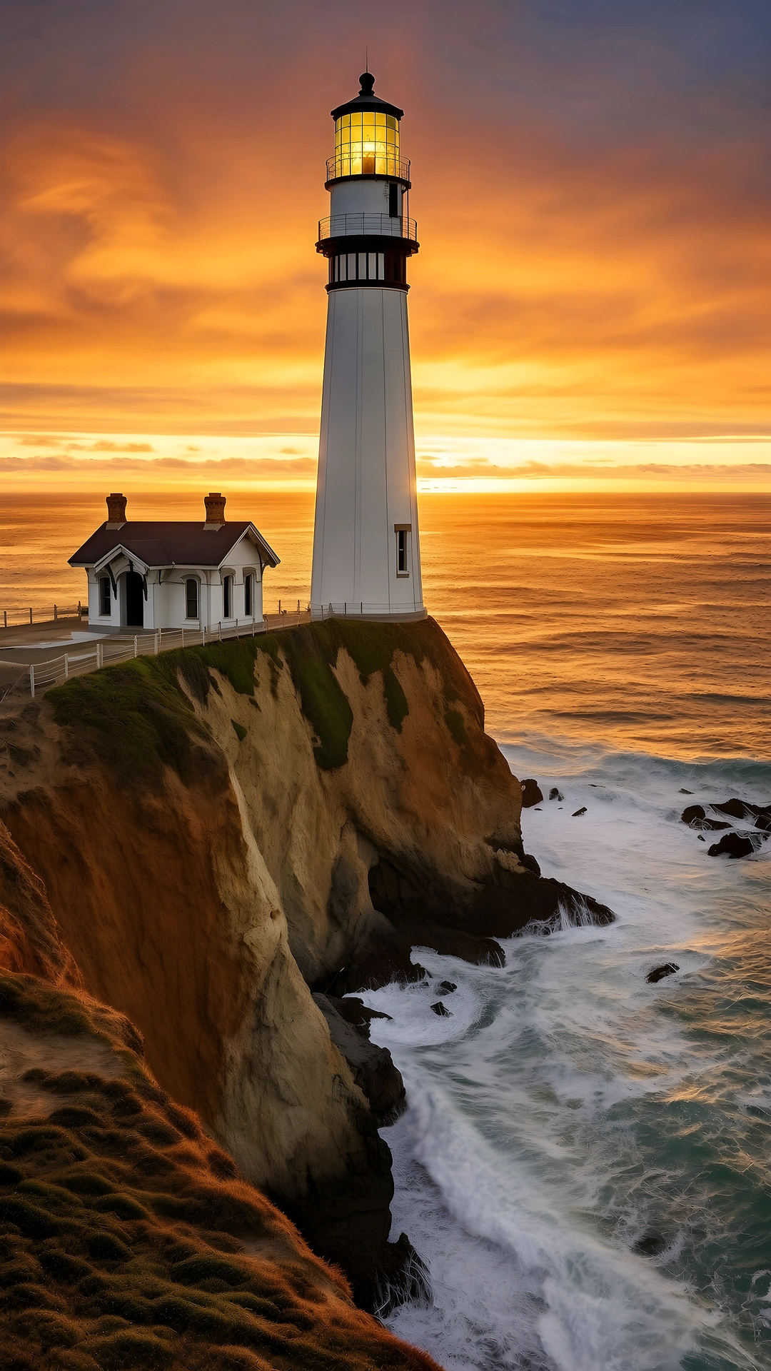 Point Arena Lighthouse Golden Sunset 4K - Free 4K mobile Wallpaper