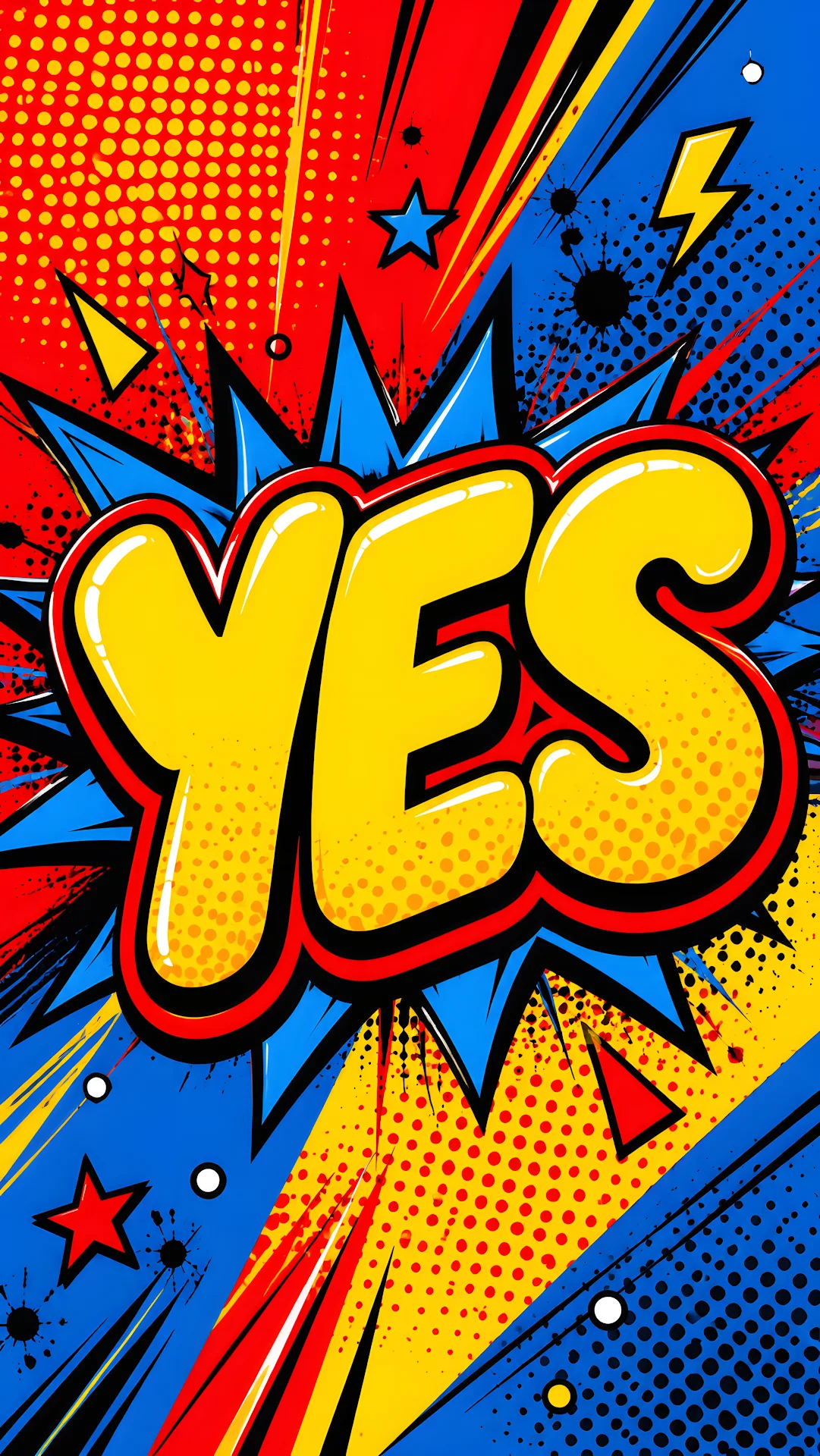 Pop art graffiti illustration featuring the word YES in bold yellow - Free 4K mobile Wallpaper