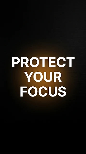Protect Your Focus Typography with Amber Halo on Black - Free 4K & 8K mobile Wallpaper