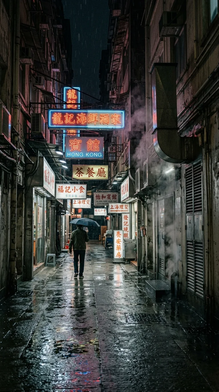 Download Rainy Hong Kong Alleyway Midnight AMOLED Wallpaper Wallpaper in 4K UHD Rainy Hong Kong Alleyway Midnight AMOLED Wallpaper - Free 8K and 4K mobile Wallpaper Background