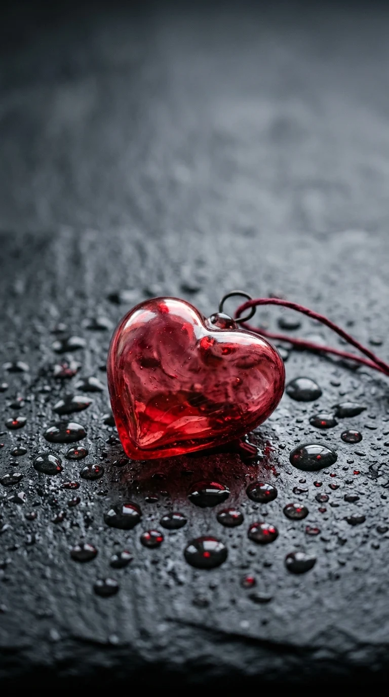 Download Red Glass Heart with Dewdrops on Minimal Dark Grey Surface Wallpaper in 4K UHD Red Glass Heart with Dewdrops on Minimal Dark Grey Surface - Free 8K and 4K mobile Wallpaper Background