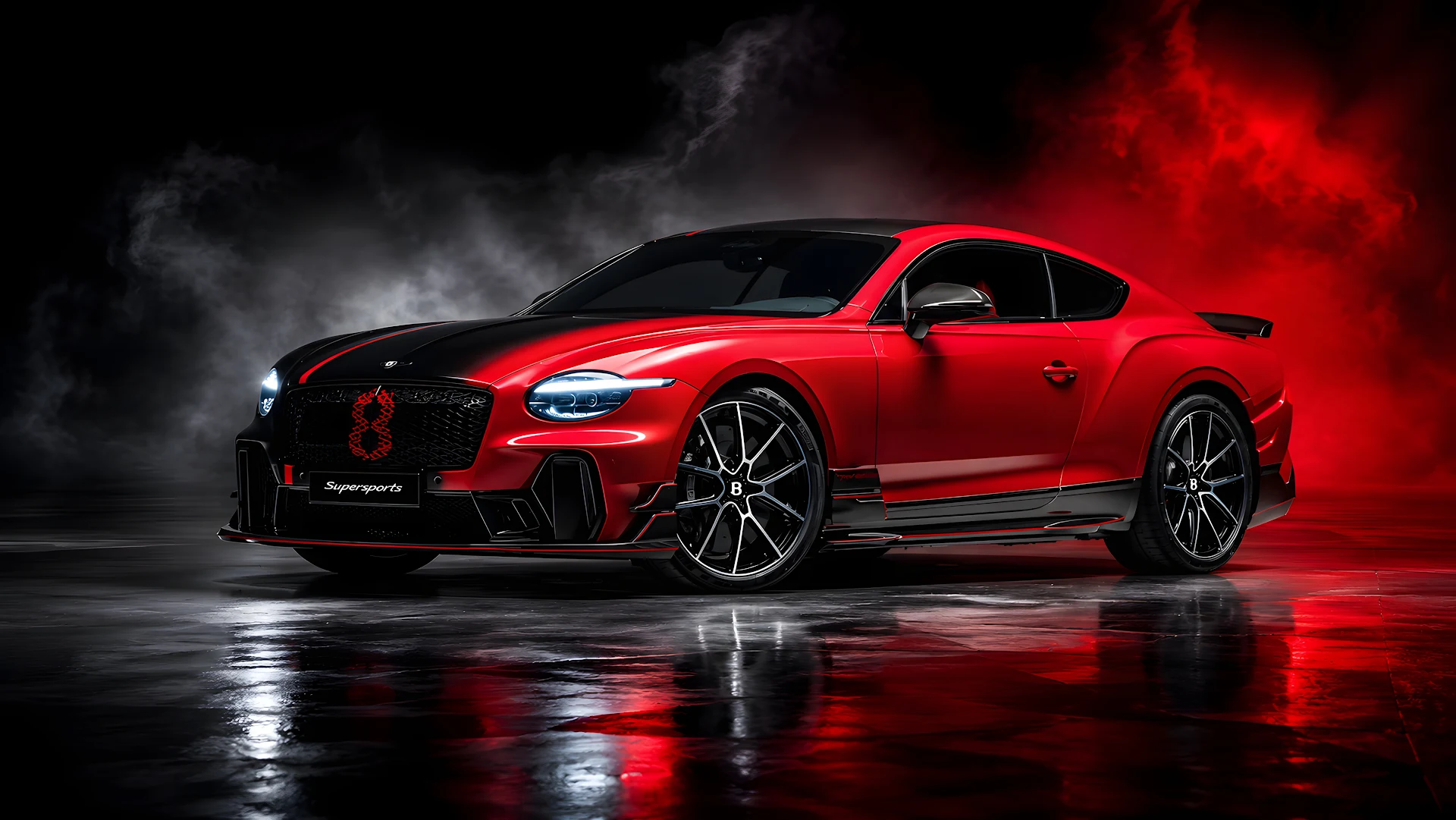 Red Performance Coupe in a Dark Studio - Free 4K desktop Wallpaper