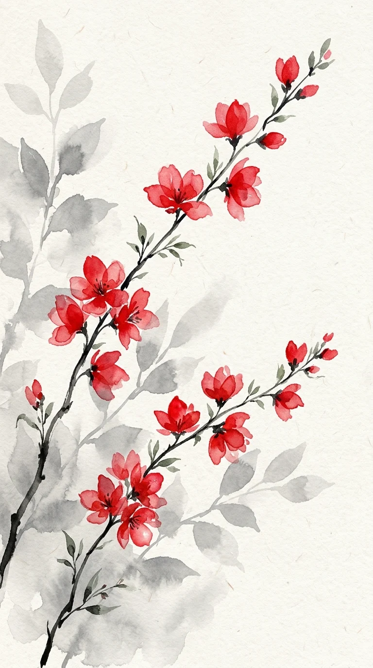 Download Red Watercolor Botanical Illustration in Minimalist Ink Style Wallpaper in 4K UHD Red Watercolor Botanical Illustration in Minimalist Ink Style - Free 8K and 4K mobile Wallpaper Background