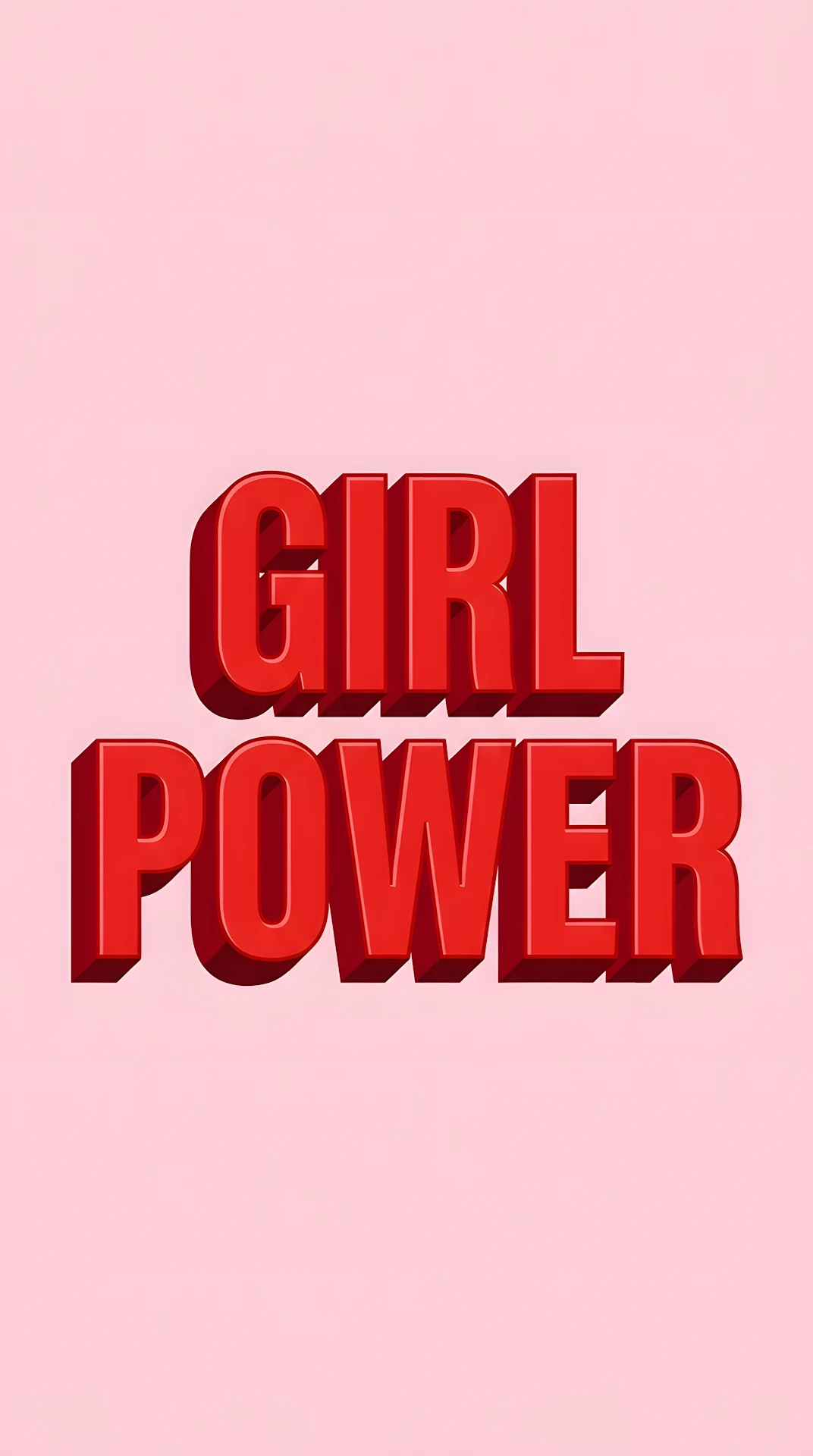 Retro 3D Extruded Girl Power Typography On Pink - Free 4K mobile Wallpaper