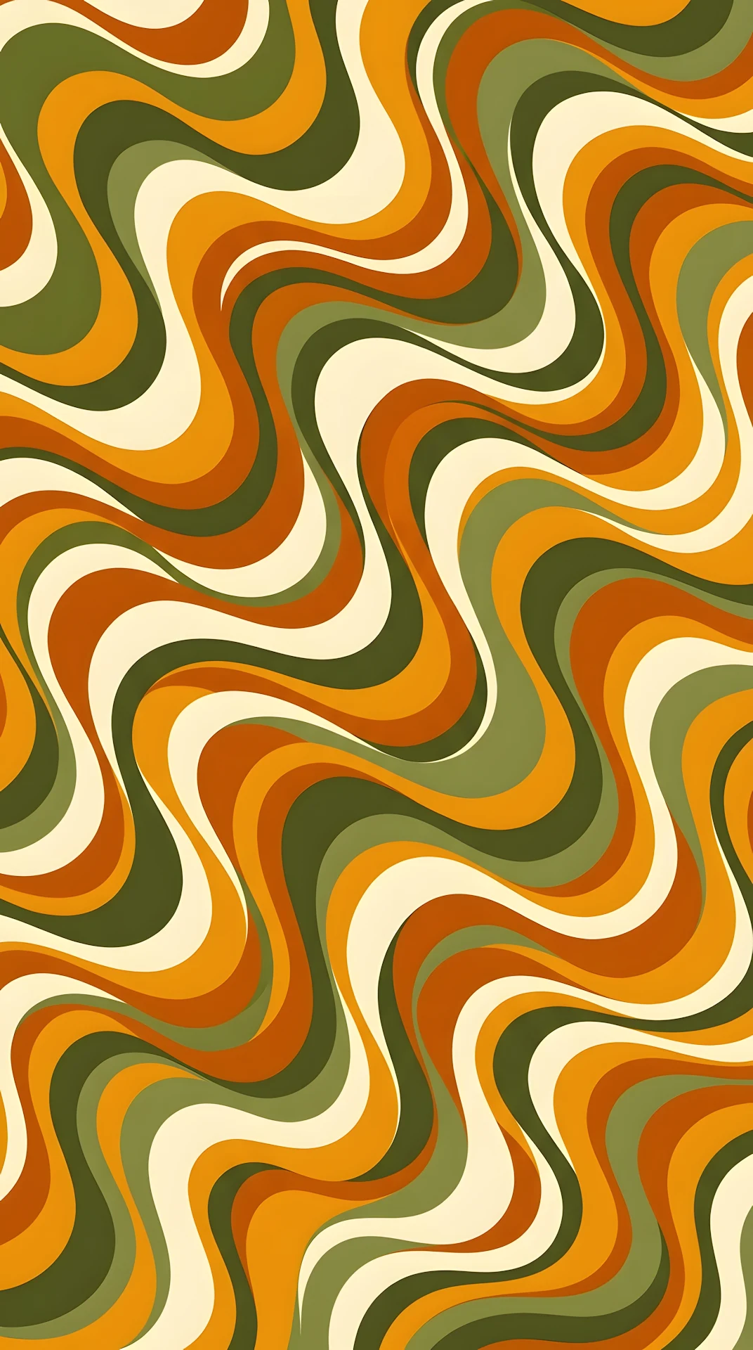 Retro 70s Groovy Swirl Waves Vector Background - Free 4K mobile Wallpaper