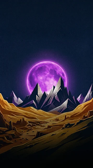 Retro Purple Sphere Mountain Landscape Mobile Wallpaper - Free 4K & 8K mobile Wallpaper