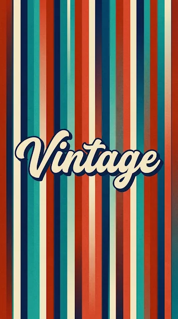 Retro Styled Vertical Stripes with 'Vintage' Script Typography - Free 4K & 8K mobile Wallpaper