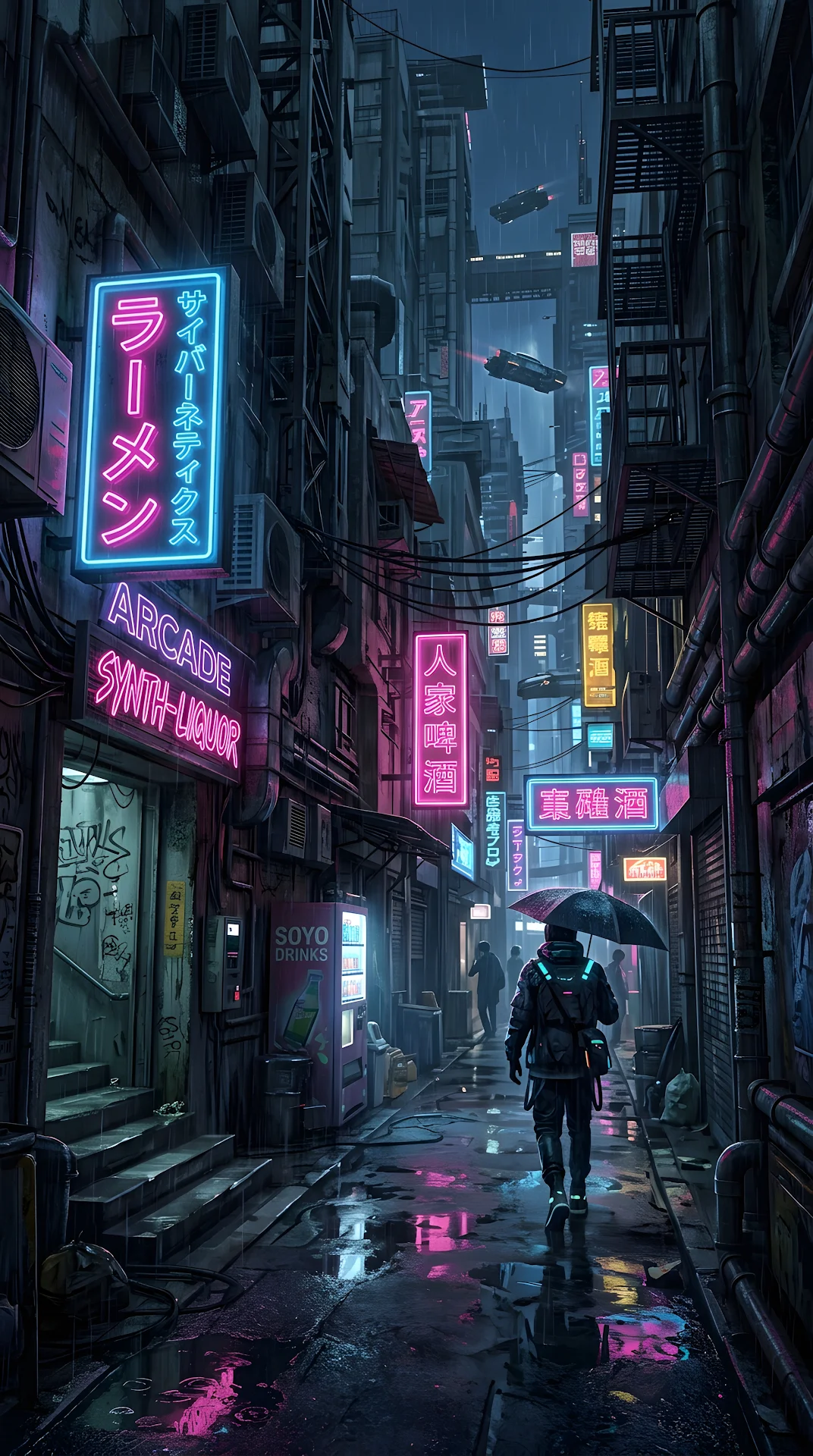 Retro Synthwave Sunset with Neon Palms and Grid - Free 4K mobile Wallpaper