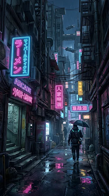 Retro Synthwave Sunset with Neon Palms and Grid - Free mobile Wallpaper