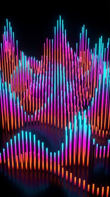 Rhythmic Neon Equalizer Bars with Vibrant Color Gradients - Free 4K & 8K mobile Wallpaper