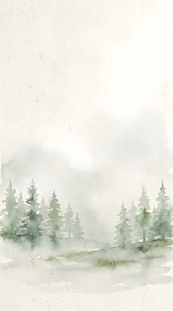 Scandinavian Minimalist Watercolor Misty Forest Background - Free mobile Wallpaper