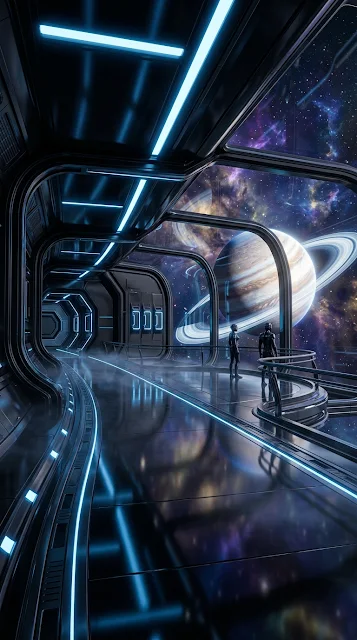 Sci-Fi Spaceship Observation Deck Planet View Wallpaper - Free 4K & 8K mobile Wallpaper