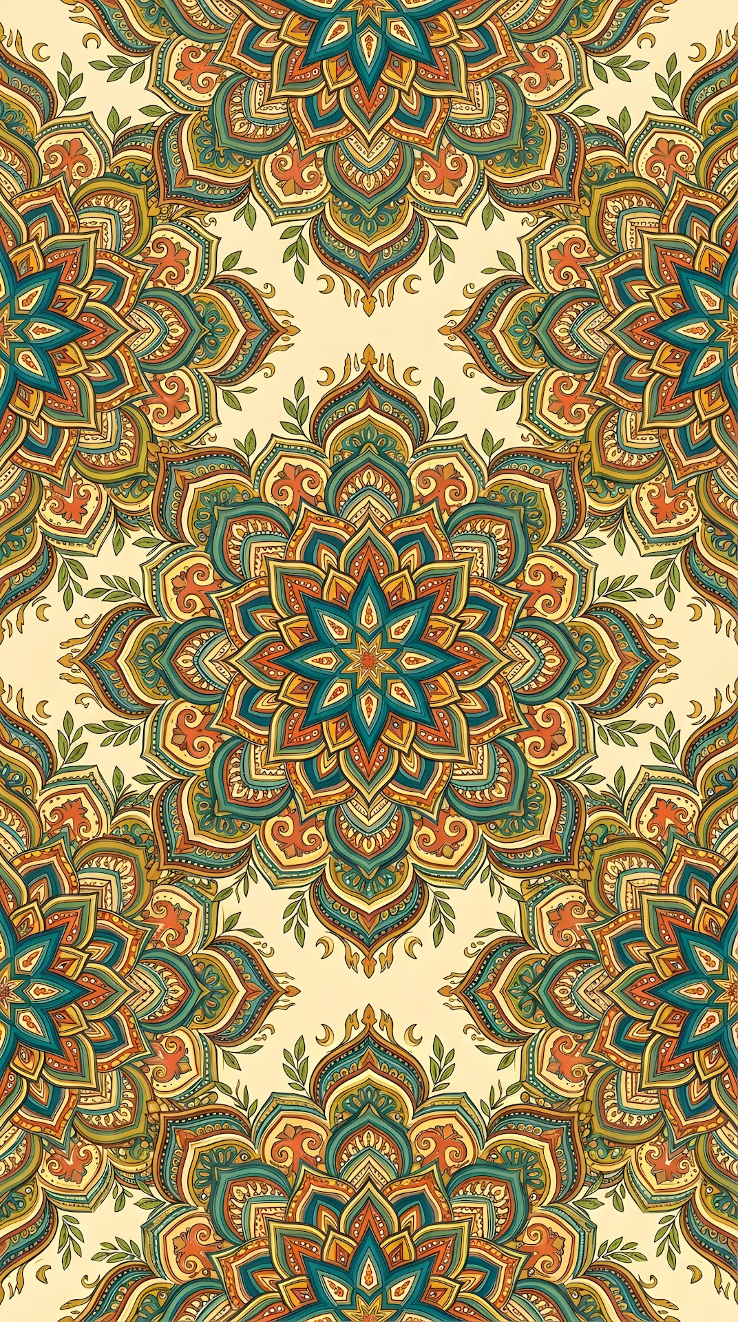 Seamless Vector Pattern of Colorful Bohemian Mandalas - Free 4K mobile Wallpaper