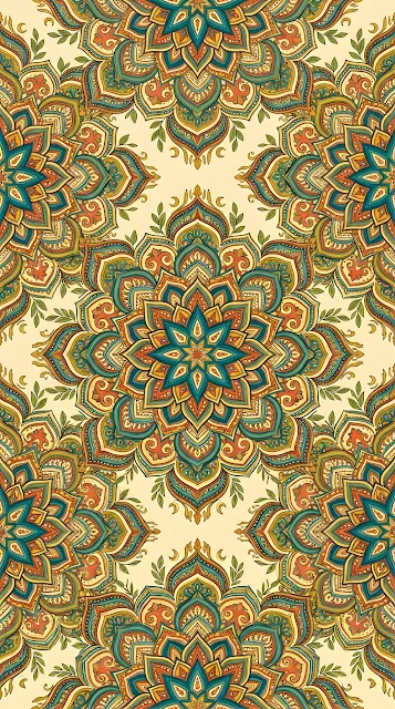 Seamless Vector Pattern of Colorful Bohemian Mandalas - Free mobile Wallpaper
