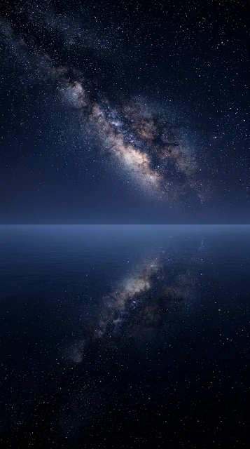 Serene Ocean Mirror Starlit Sky Night Mobile Wallpaper - Free 4K & 8K mobile Wallpaper