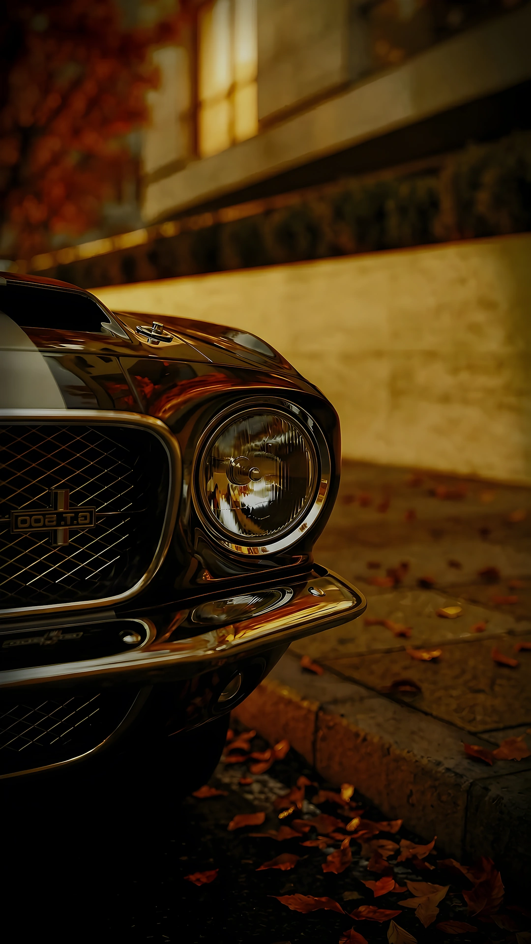 Download Shelby GT500 Chrome Headlight Autumn Leaves 4K 4K Wallpaper Shelby GT500 Chrome Headlight Autumn Leaves 4K - Free 4K mobile Wallpaper