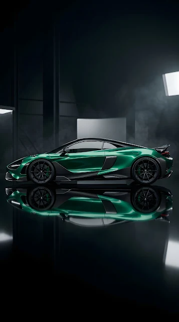 Sleek Green and Black High-Performance Supercar Side Profile - Free mobile Wallpaper